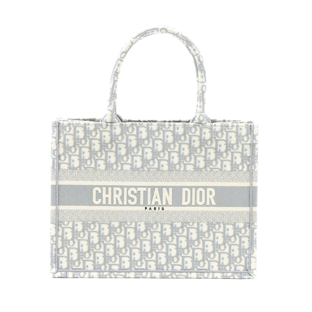 DIOR MEDIUM BOOK TOTE DIOR OBLIQUE EMBROIDERY CANVAS GREY