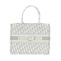 DIOR MEDIUM BOOK TOTE DIOR OBLIQUE EMBROIDERY CANVAS GREY