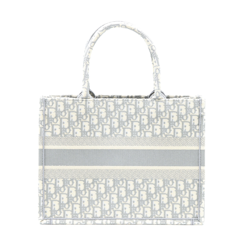 DIOR MEDIUM BOOK TOTE DIOR OBLIQUE EMBROIDERY CANVAS GREY