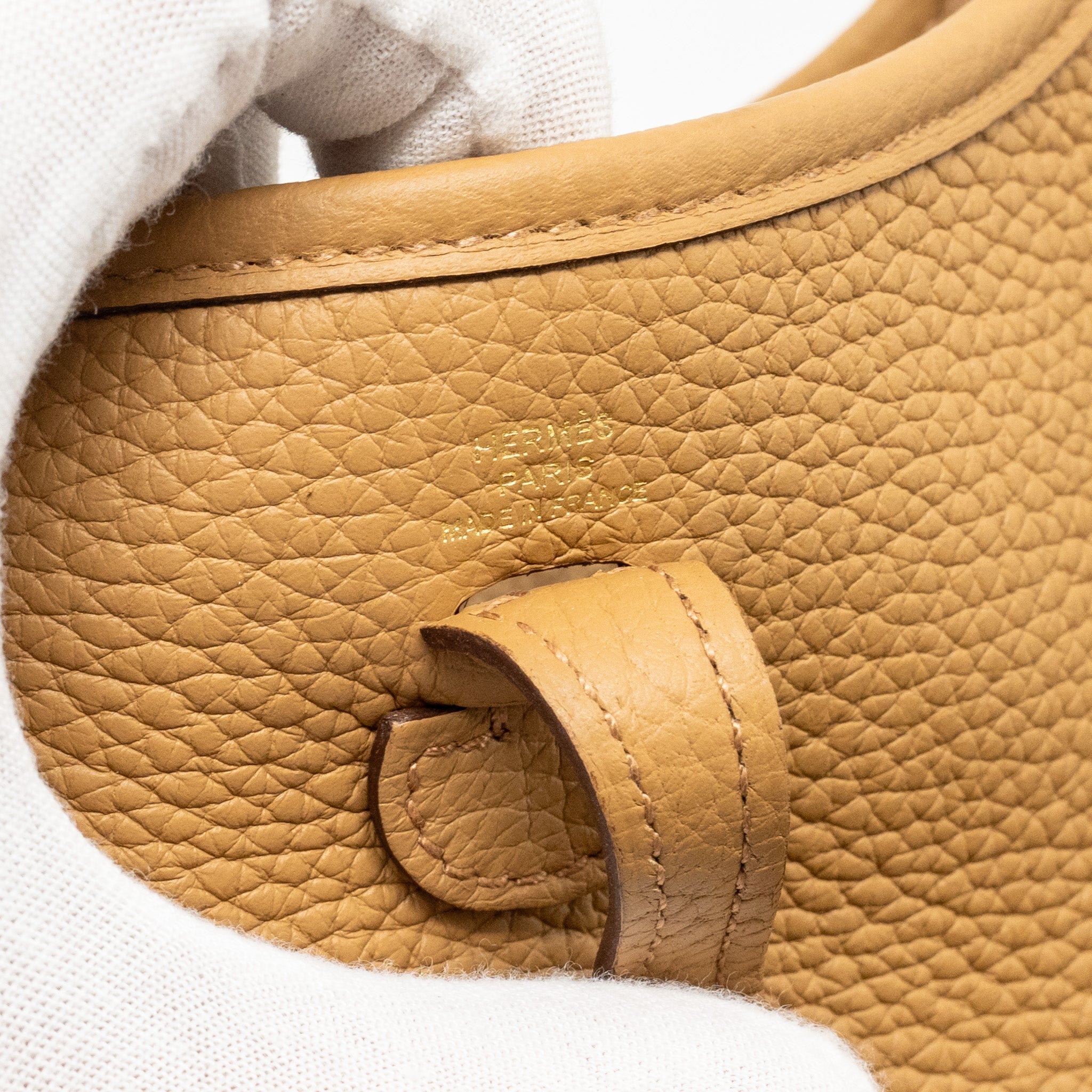 HERMES MINI EVELYNE CLEMENCE BISCUIT GHW