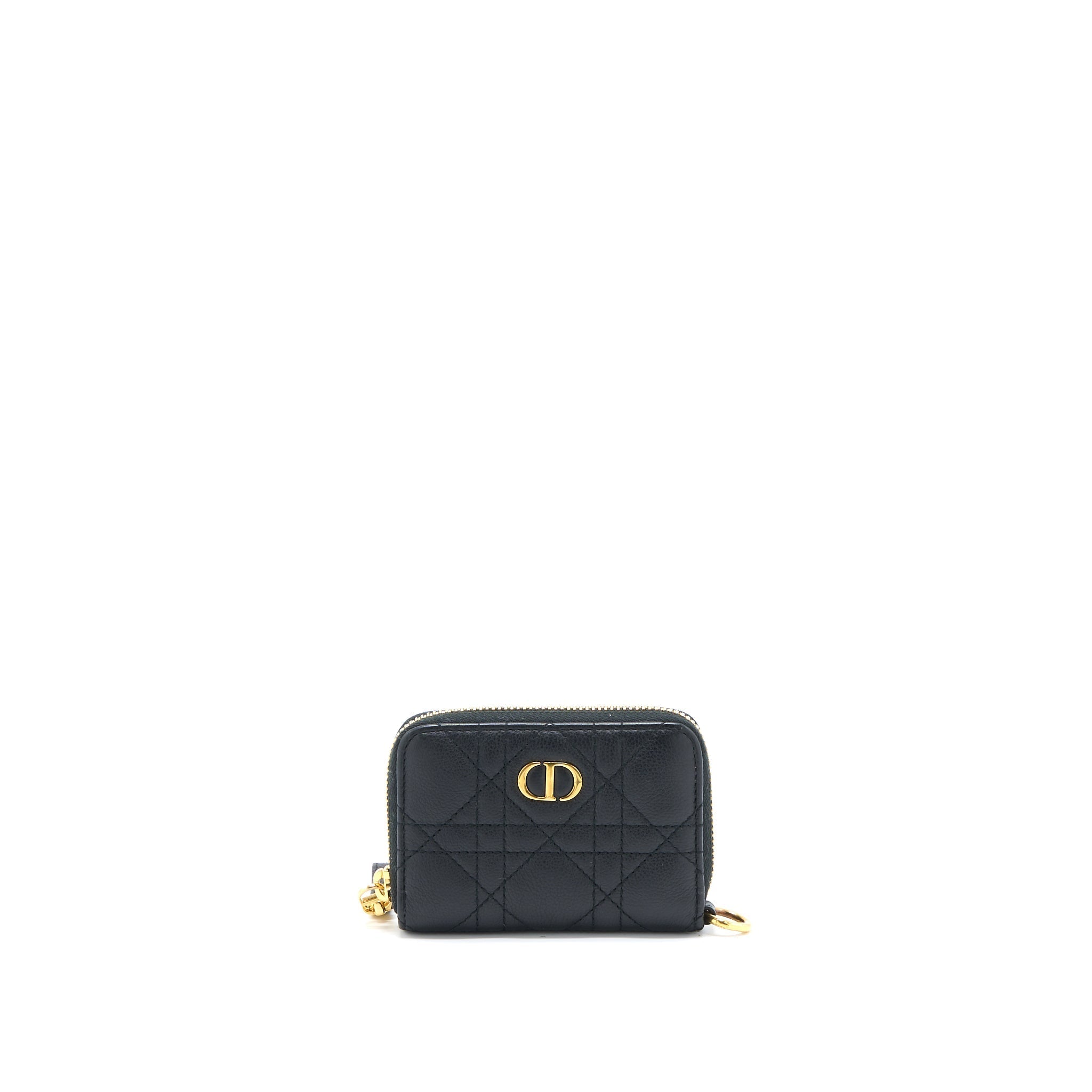 DIOR CARO DETACHABLE CARD HOLDER CANNAGE SUPPLE CALFSKIN BLACK GHW