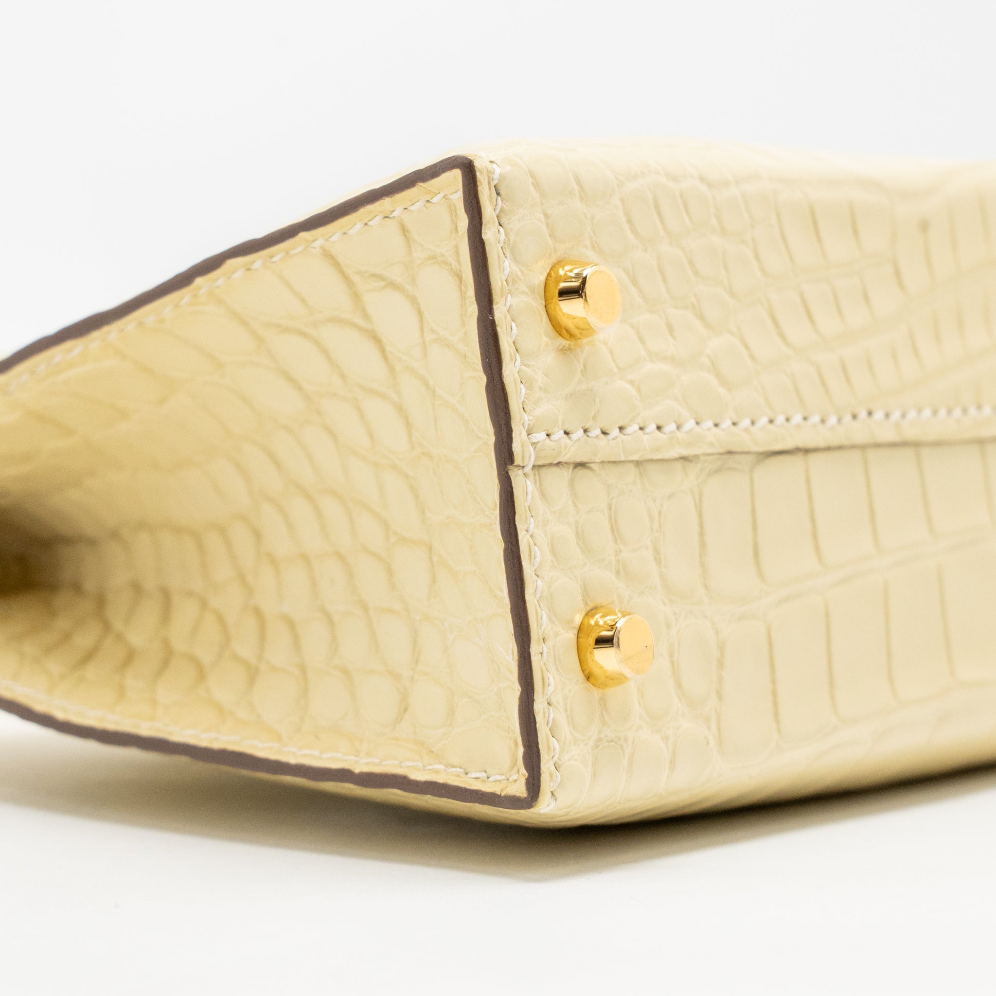 HERMES MINI KELLY II ALLIGATOR MISSISSIPPIENSIS MATT Y1 VANILLE GHW