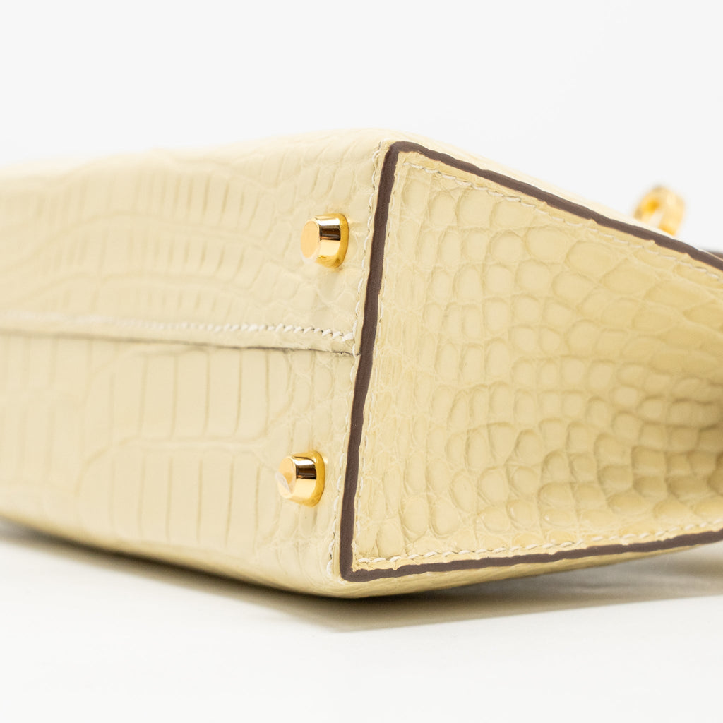 HERMES MINI KELLY II ALLIGATOR MISSISSIPPIENSIS MATT Y1 VANILLE GHW