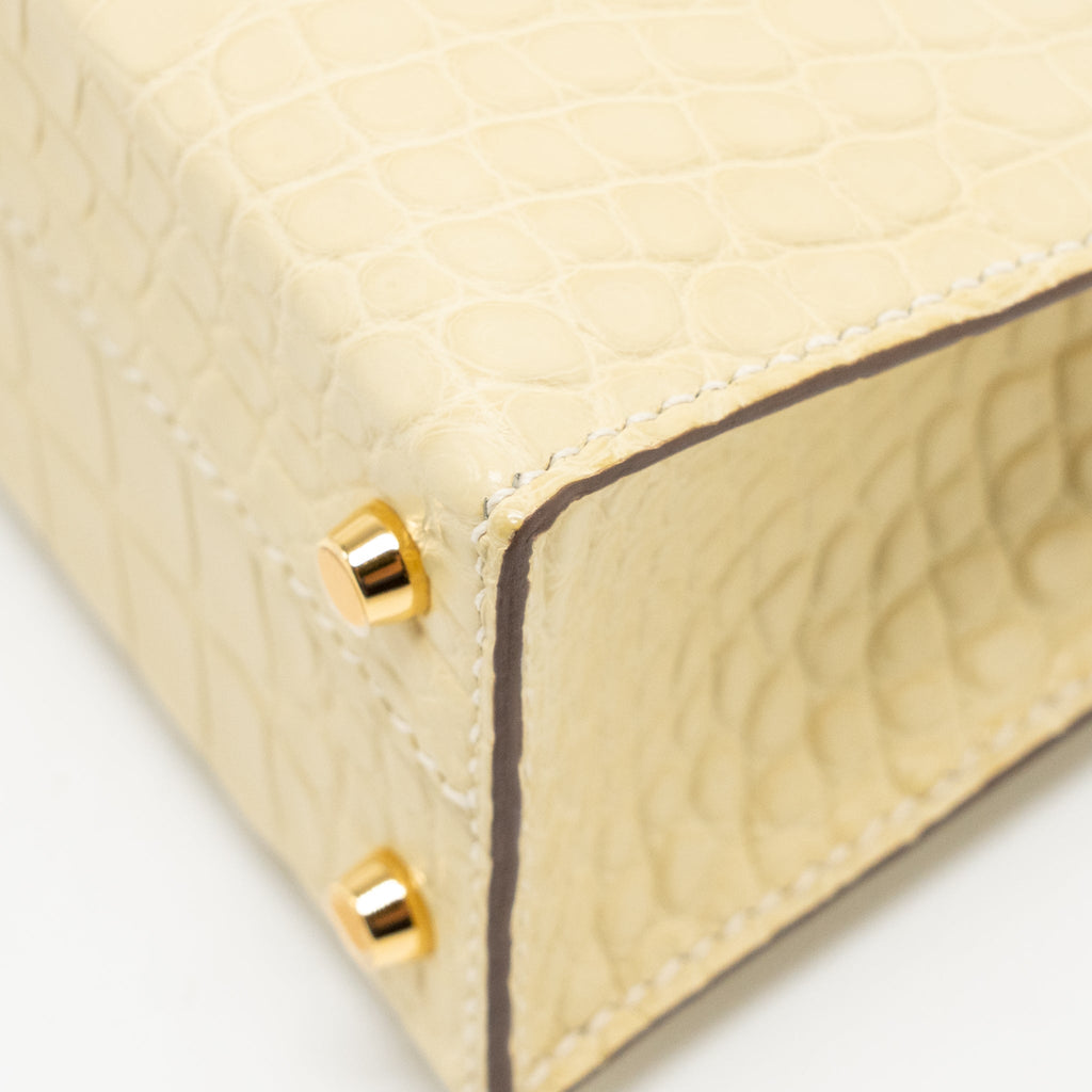 HERMES MINI KELLY II ALLIGATOR MISSISSIPPIENSIS MATT Y1 VANILLE GHW