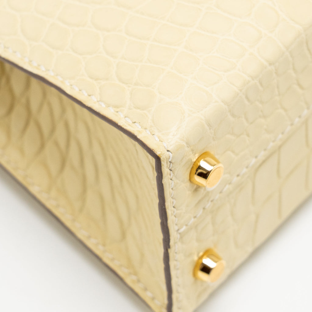 HERMES MINI KELLY II ALLIGATOR MISSISSIPPIENSIS MATT Y1 VANILLE GHW