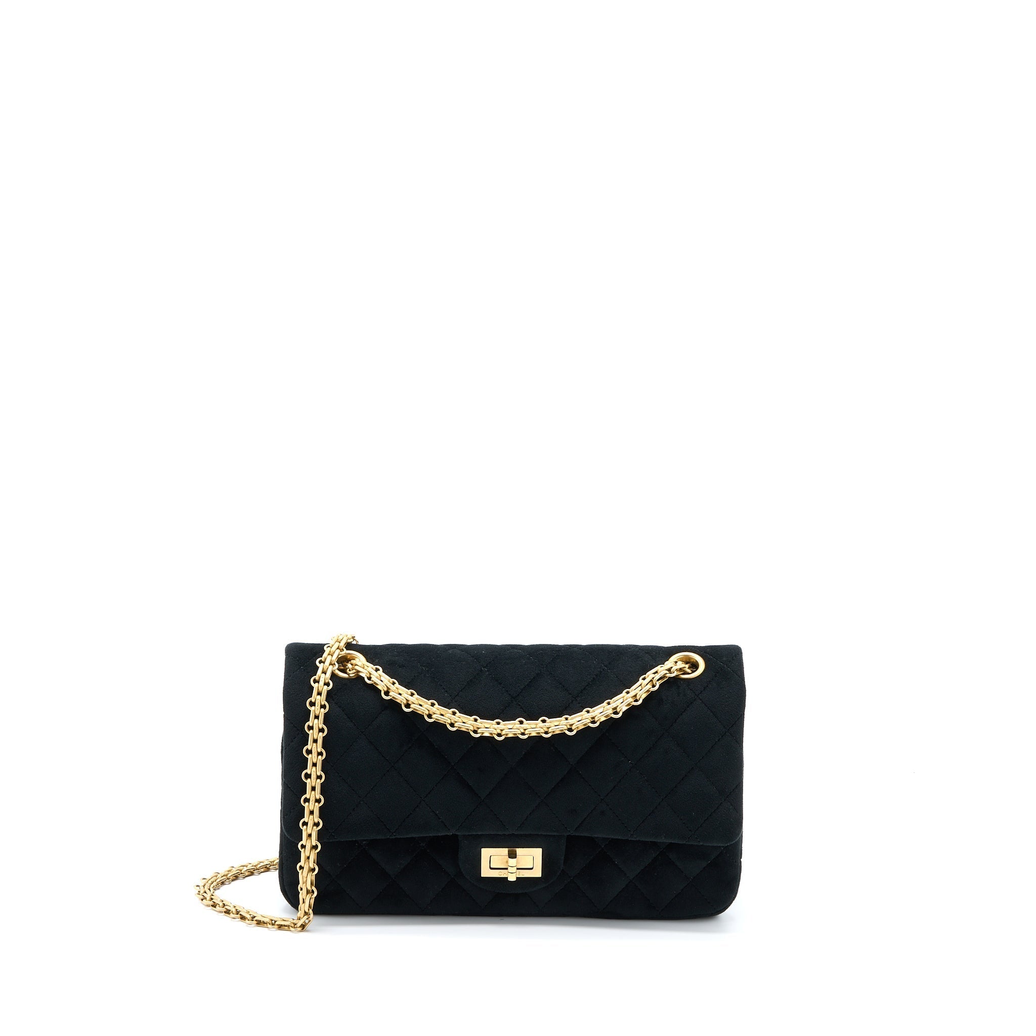 CHANEL SMALL 2.55 REISSUE FLAP BAG VELVET BLACK GHW