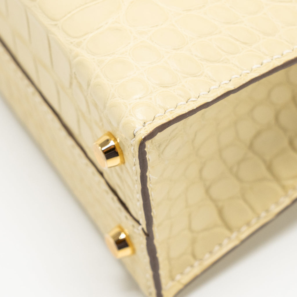 HERMES MINI KELLY II ALLIGATOR MISSISSIPPIENSIS MATT Y1 VANILLE GHW