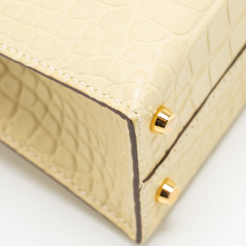 HERMES MINI KELLY II ALLIGATOR MISSISSIPPIENSIS MATT Y1 VANILLE GHW