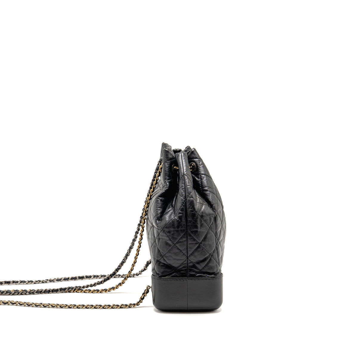 Chanel Gabrielle Backpack Aged Calfskin BLACK Multicolour Hardware