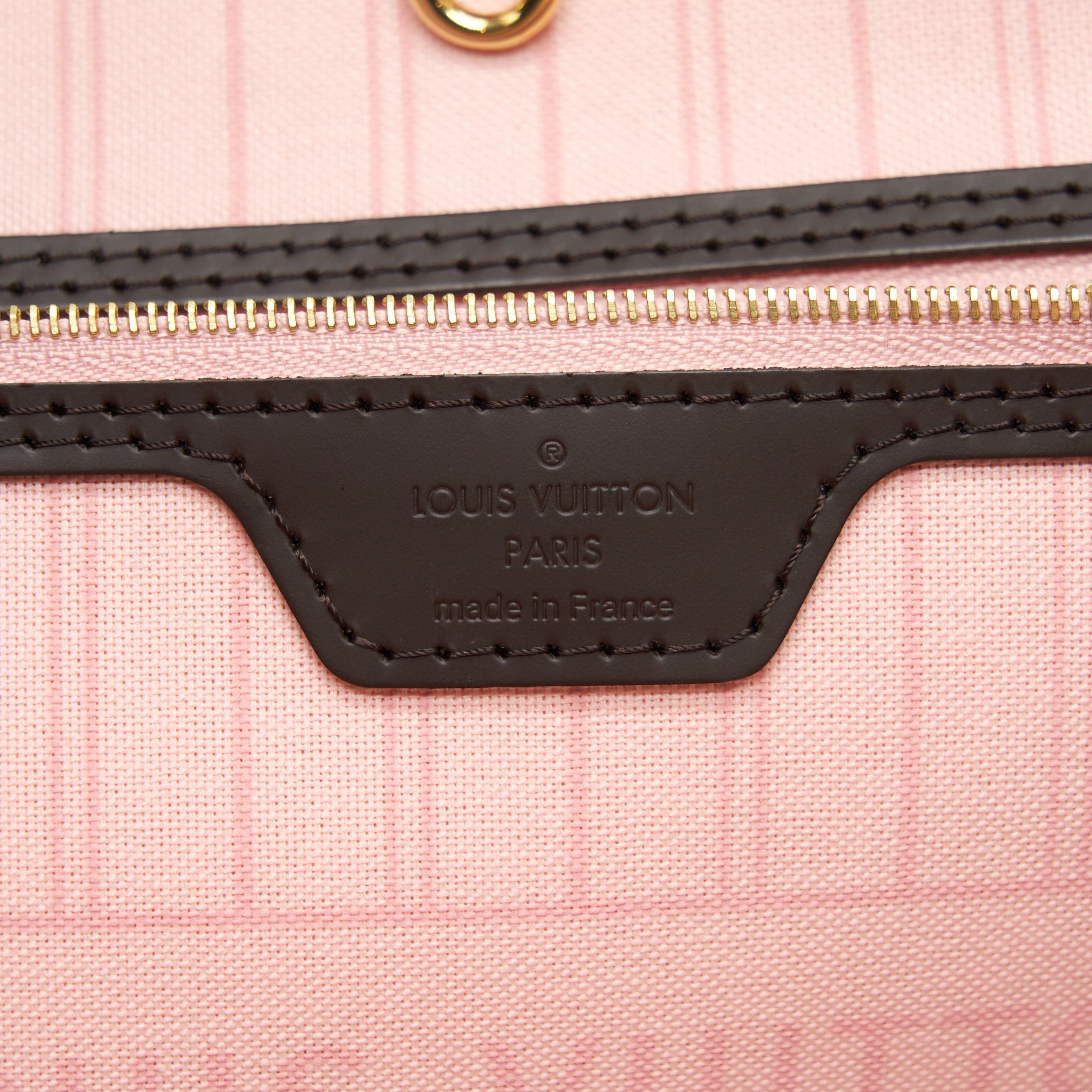 LOUIS VUITTON NEVERFULL MM DAMIER EBENE ROSE BALLERINE GHW
