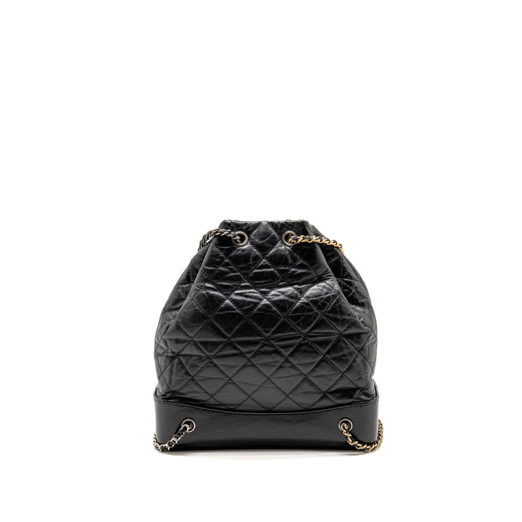 Chanel Gabrielle Backpack Aged Calfskin BLACK Multicolour Hardware
