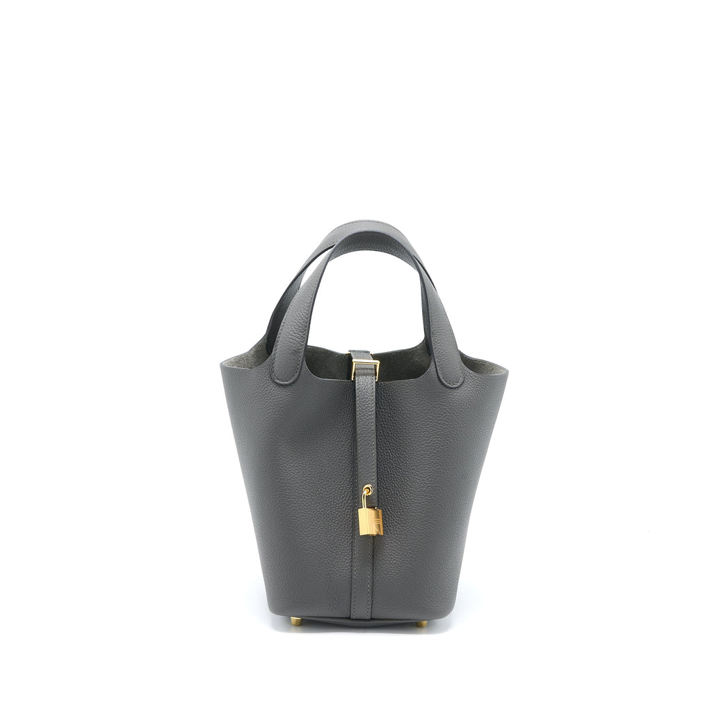 HERMES PICOTIN 18 LOCK BAG CLEMENCE GRAPHITE GHW