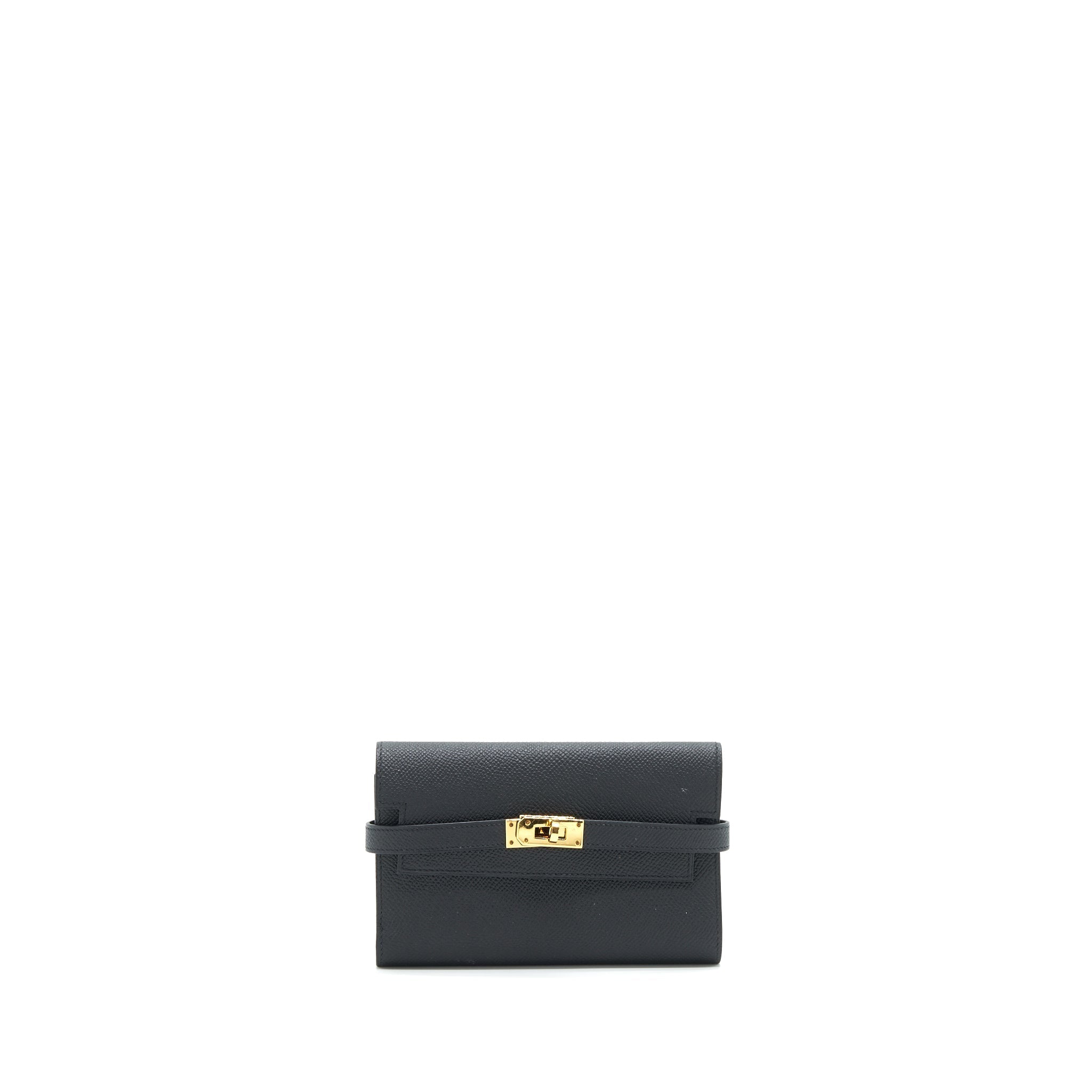 HERMES KELLY WALLET COMPACT WALLET BLACK GHW