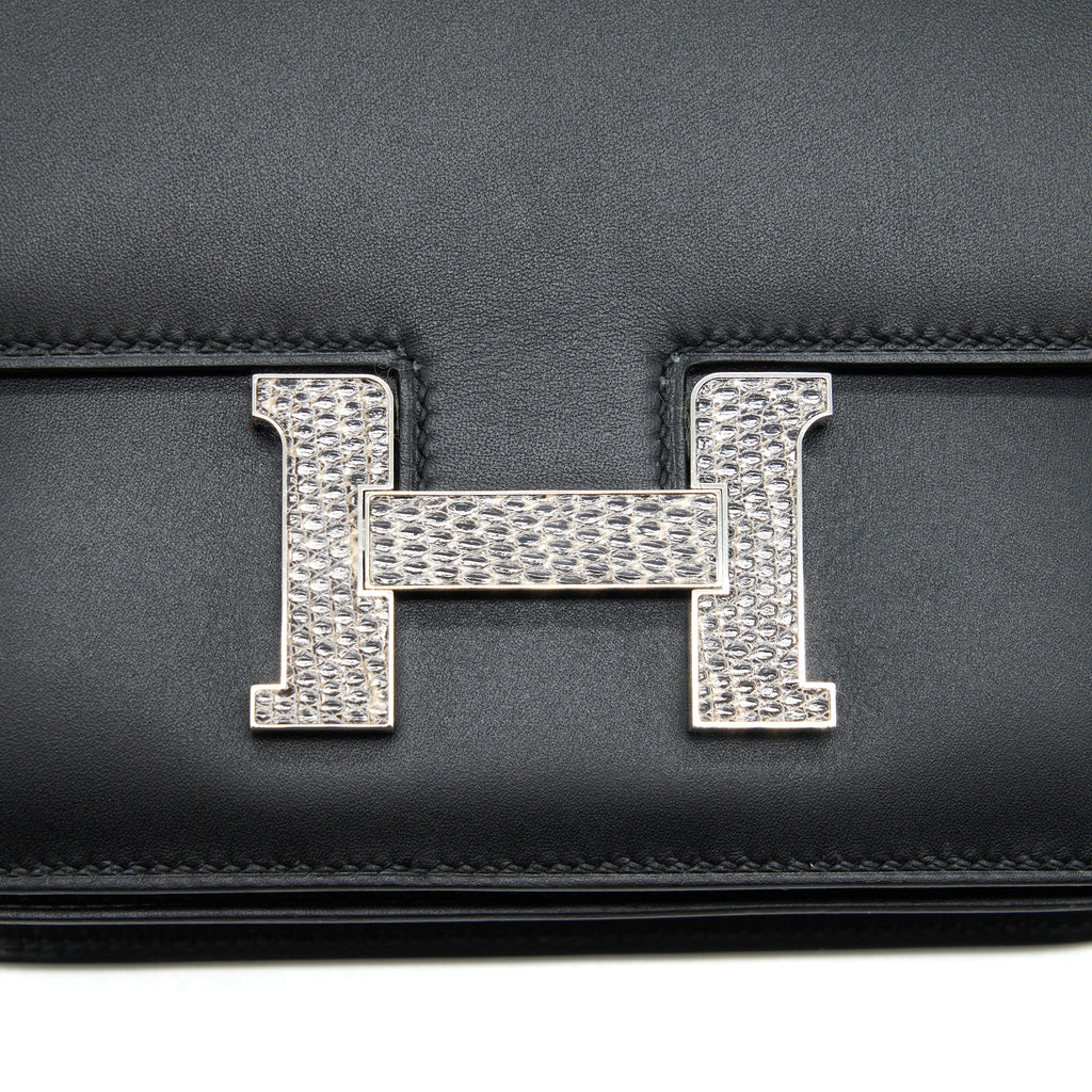 Hermes Mini Constance Monsieur Black With Lizard Buckle / Ombré