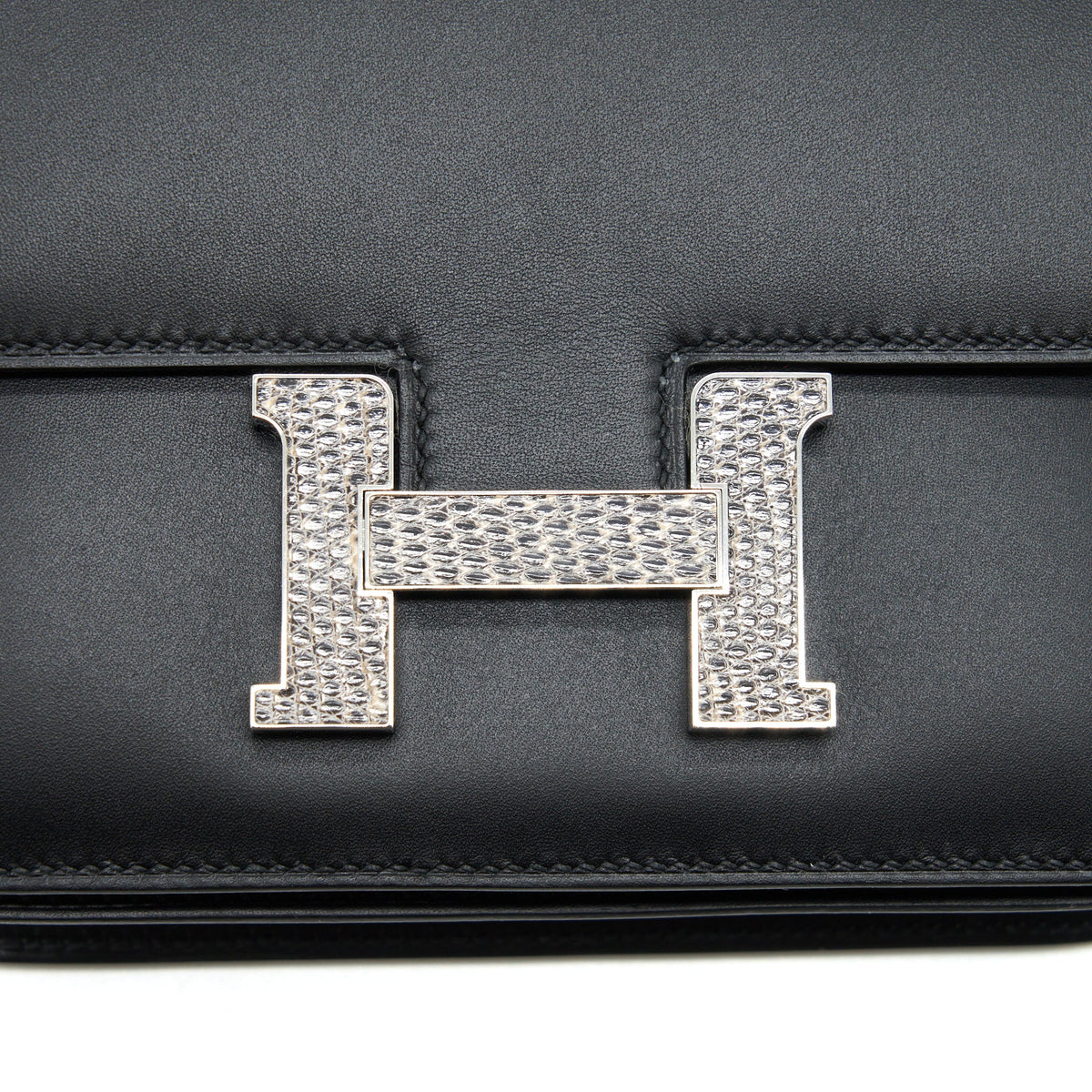 Hermes Mini Constance Monsieur Black With Lizard Buckle / Ombré