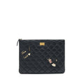 CHANEL 2.55 LEATHER CLUTCH WITH CHARM BLACK GHW