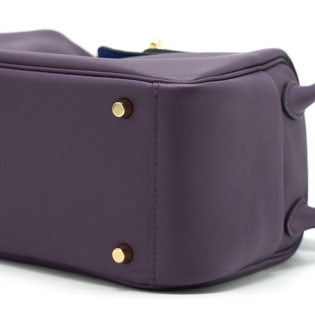 Hermes Mini Lindy Swift Cassis/Bleu Royal GHW