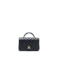 CHANEL TOP HANDLE MINI RECTANGULAR FLAP BAG LAMBSKIN BLACK LGHW (MICROCHIP)