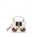 GUCCI SYLVIE EMBROIDERED MINI BAG WHITE