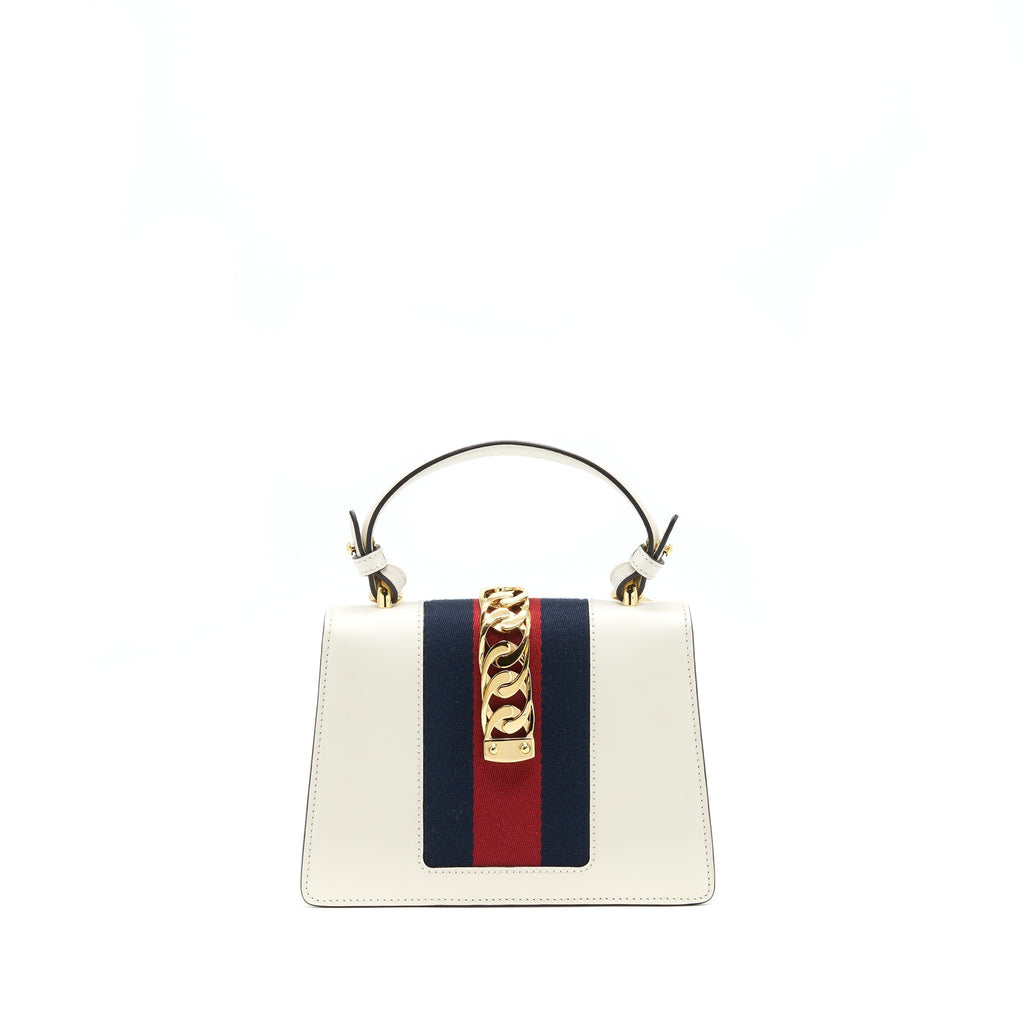 GUCCI SYLVIE EMBROIDERED MINI BAG WHITE