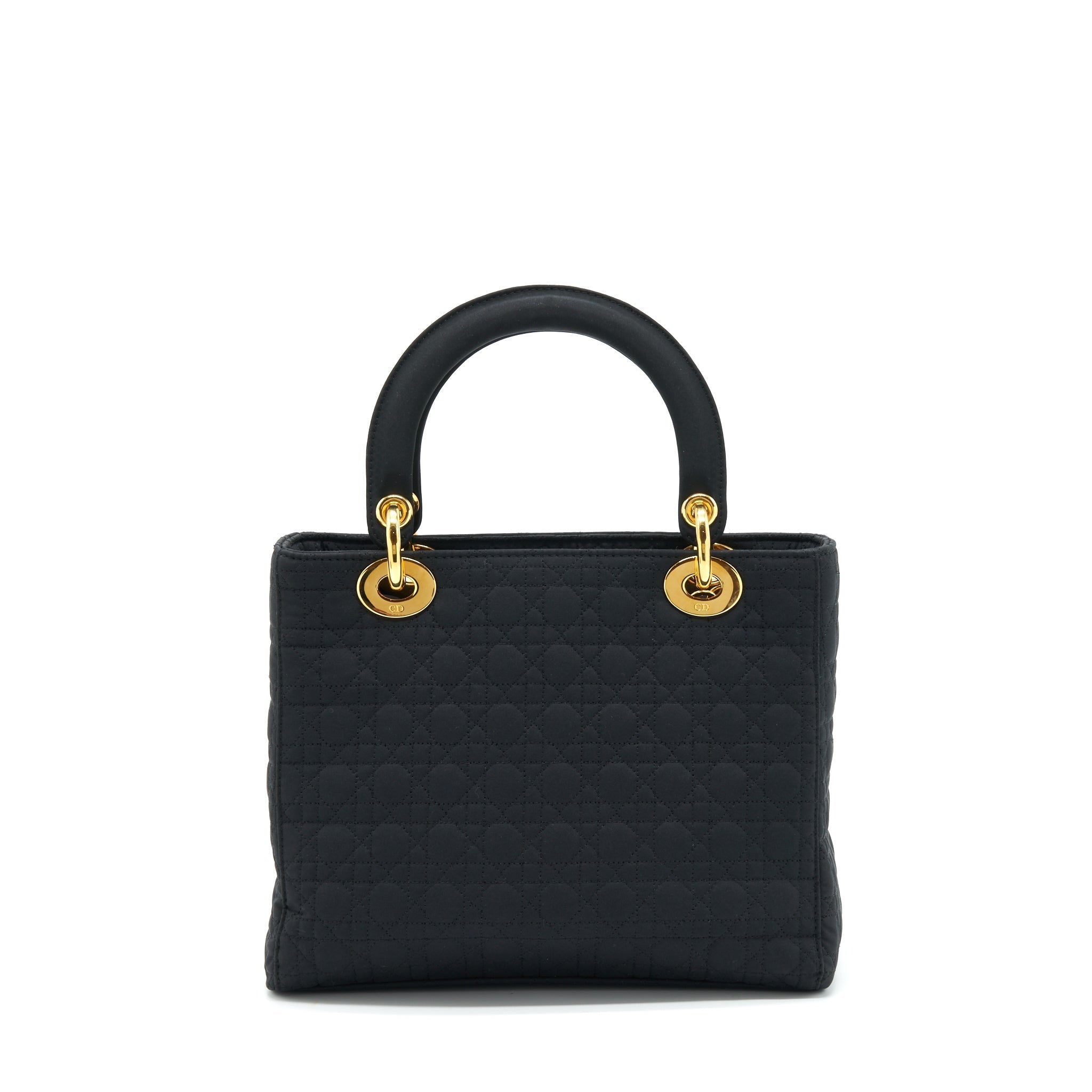 DIOR VINTAGE MEDIUM LADY DIOR FABRIC BLACK GHW