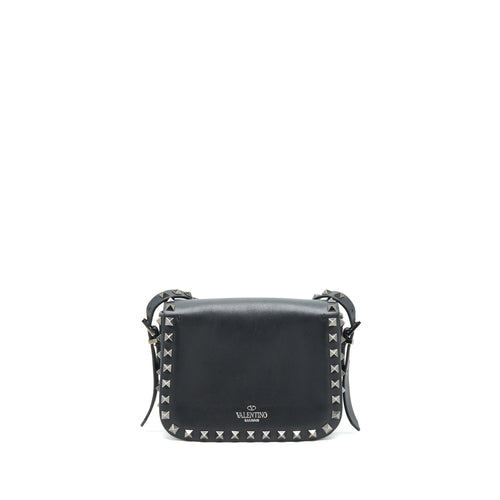 VALENTINO GARAVANI SMALL ROCKSTUD GRAINY CALFSKIN CROSSBODY BAG BLACK SHW