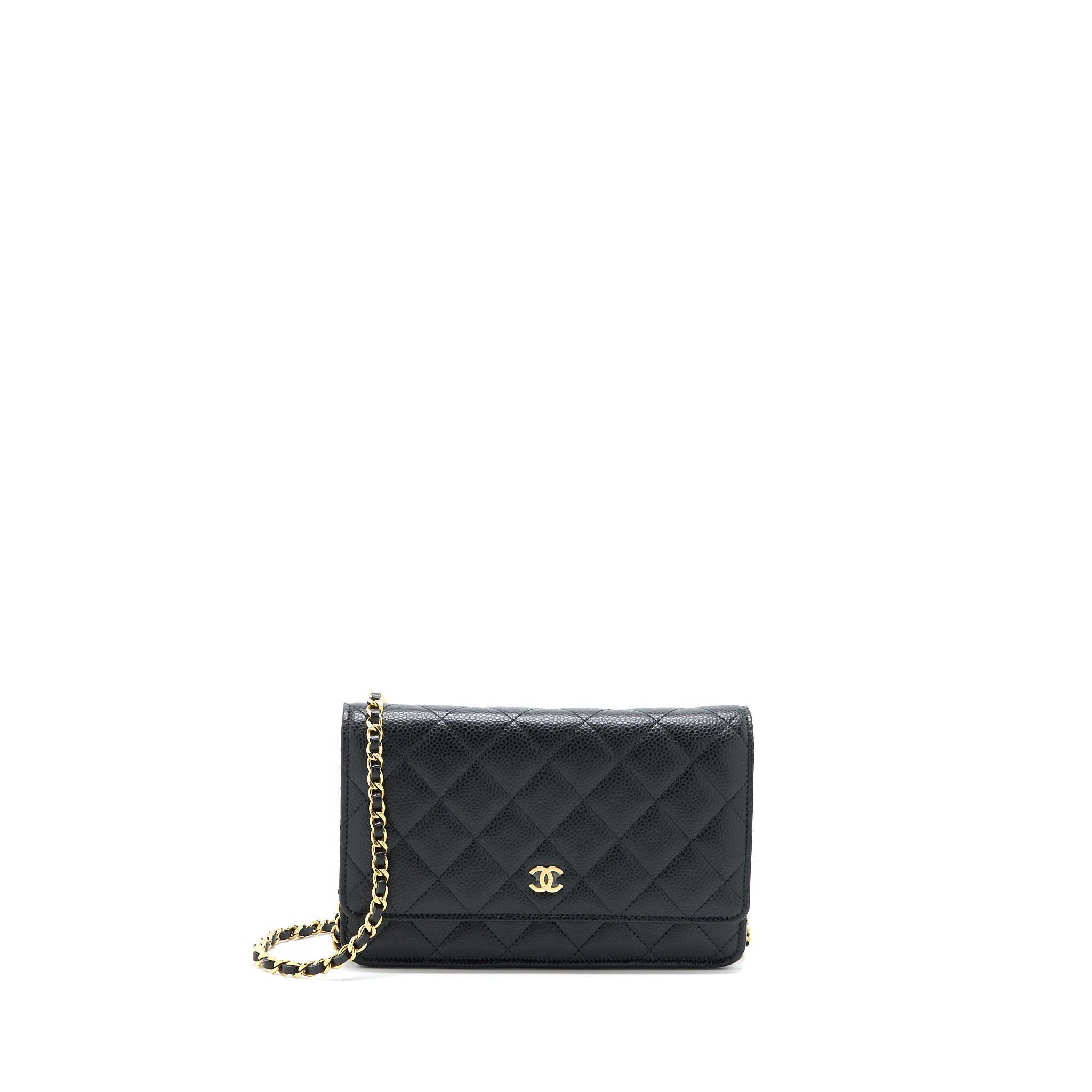 CHANEL CLASSIC WALLET ON CHAIN CAVIAR BLACK GHW (MICROCHIP)