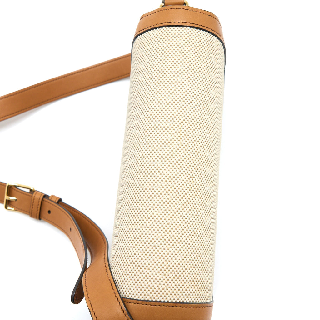 CELINE TRIOMPHE BAG TEXTILE/CALFSKIN WHITE/TAN GHW