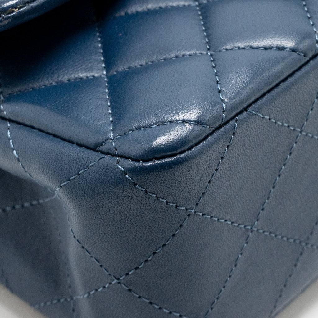 Chanel Mini Rectangular Flap Bag Lambskin Navy SHW