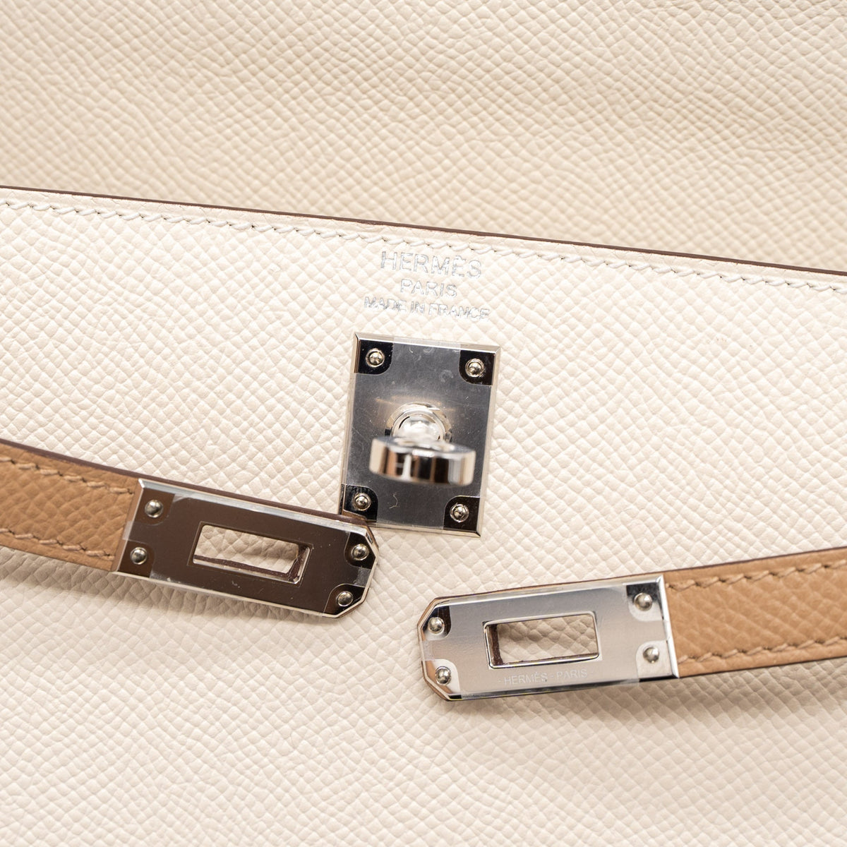 Hermes Kelly 25 Sellier Epsom Nata/Chai/Gris Meyer SHW