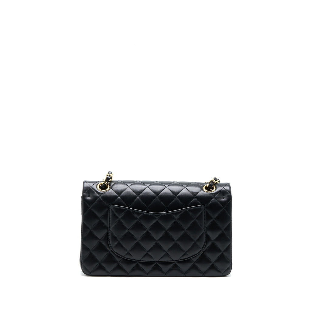 CHANEL MEDIUM CLASSIC DOUBLE FLAP BAG LAMBSKIN BLACK LGHW (MICROCHIP)