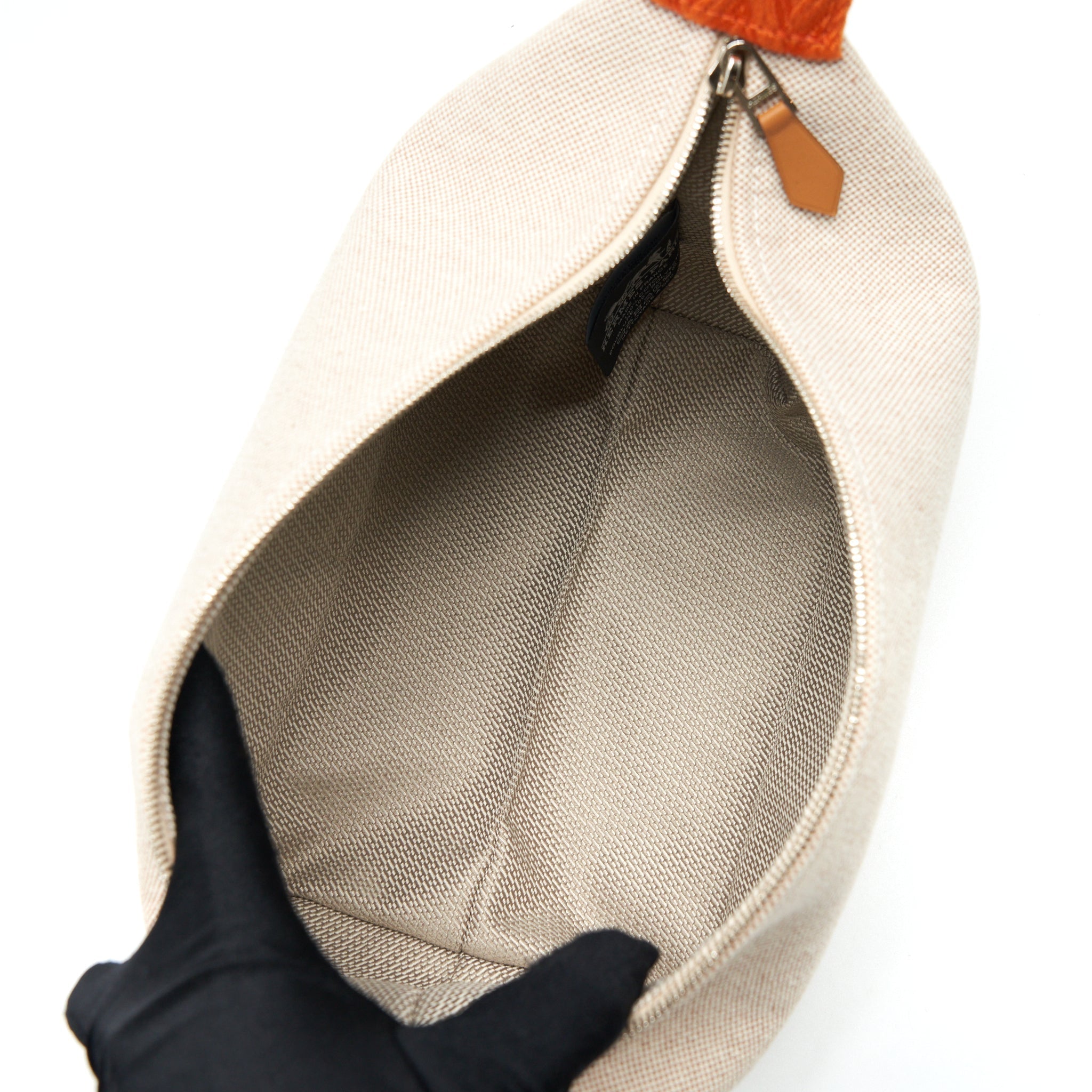 HERMES TROUSSE DE TOILETTE BRIDE A BRACPETIT MODELE BEIGE/ORANGE