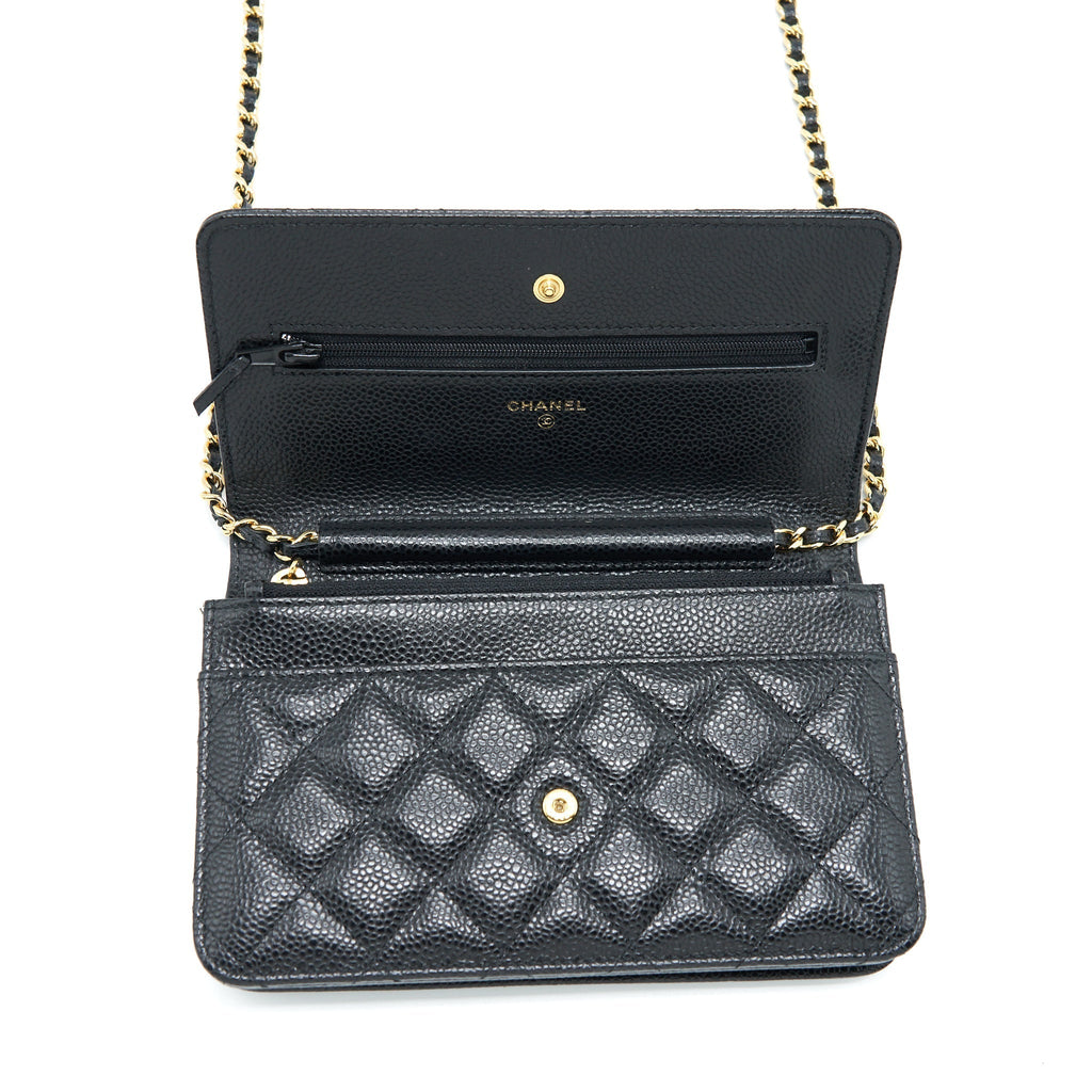 CHANEL CLASSIC WALLET ON CHAIN CAVIAR BLACK GHW