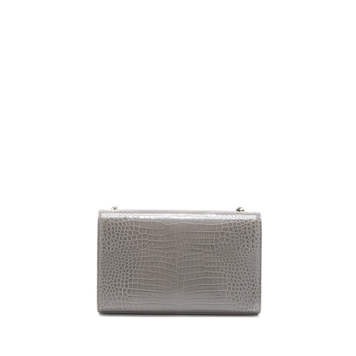 SAINT LAURENT KATE BAG CROC EMBOSSED-CALFSKIN GREY SHW