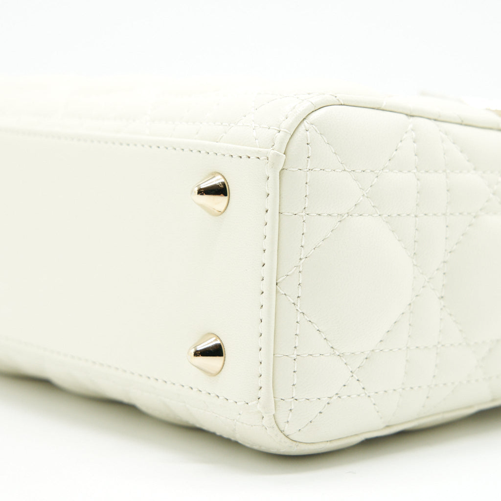 CHRISTIAN DIOR SMALL LADY DIOR CREAM WITH LGHW