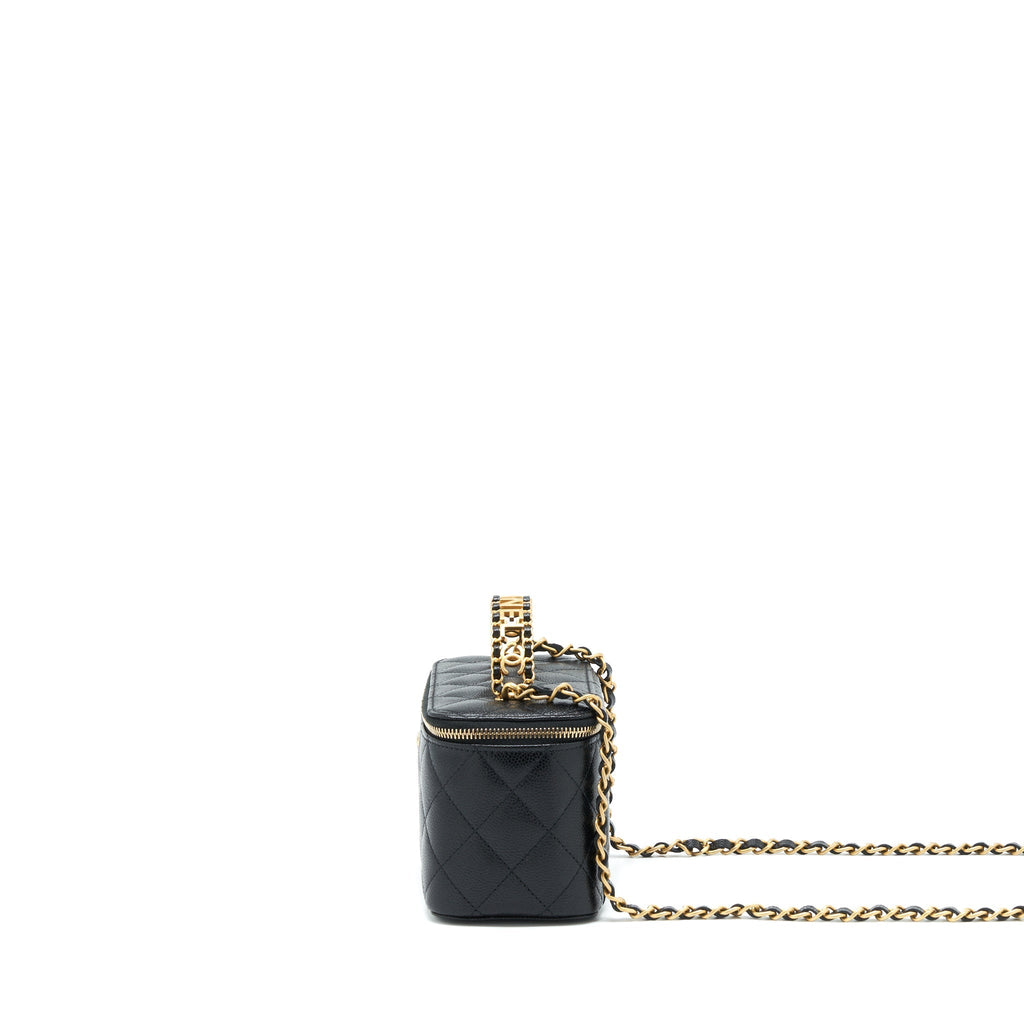 CHANEL 22S LETTER TOP HANDLE LONG VANITY CAVIAR BLACK GHW