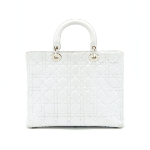 DIOR LADY DIOR BAG LARGE IN WHITE SHW