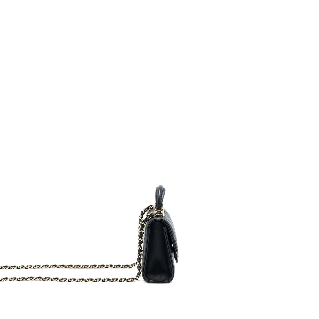 CHANEL TOP HANDLE MINI FLAP BAG LAMBSKIN BLACK LGHW
