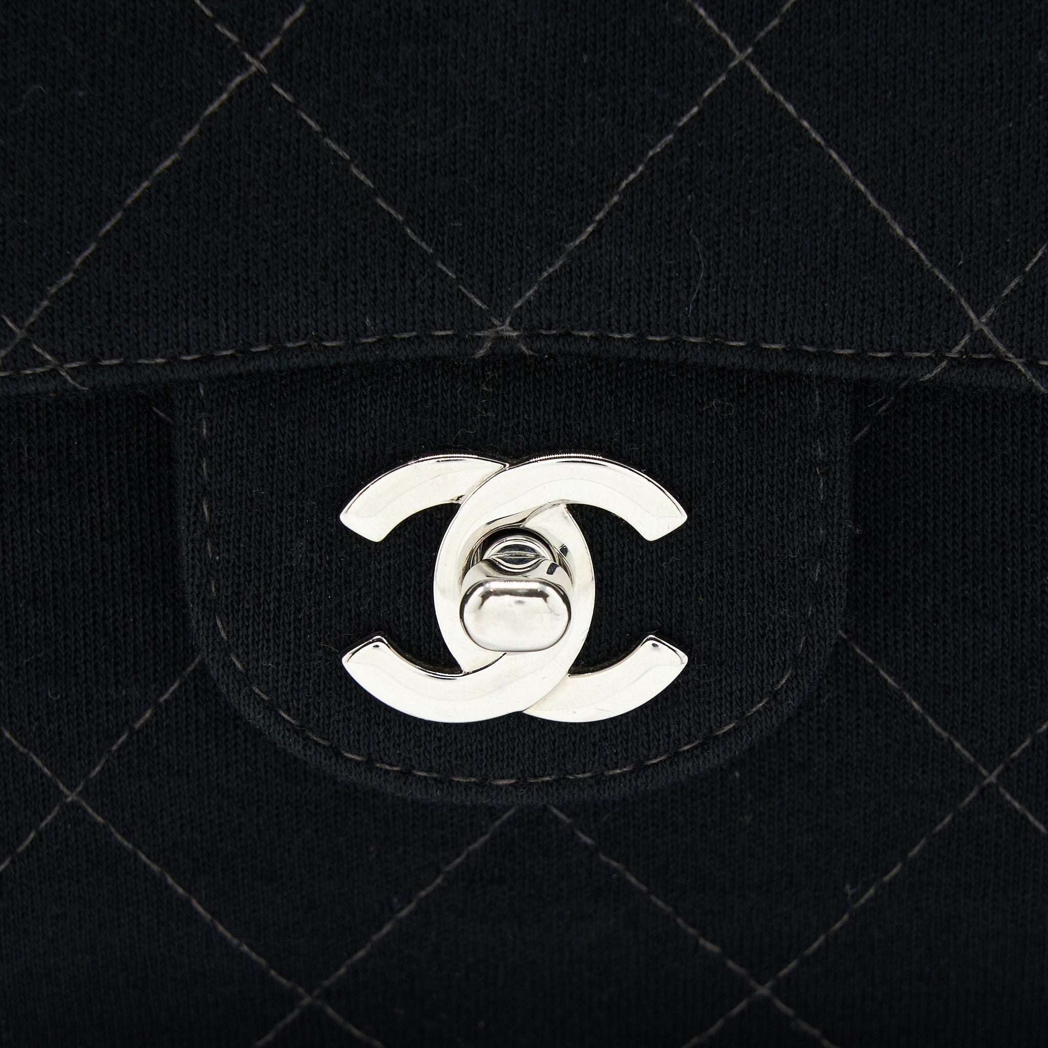 CHANEL VINTAGE MEDIUM SINGLE FLAP BAG FABRIC BLACK SHW