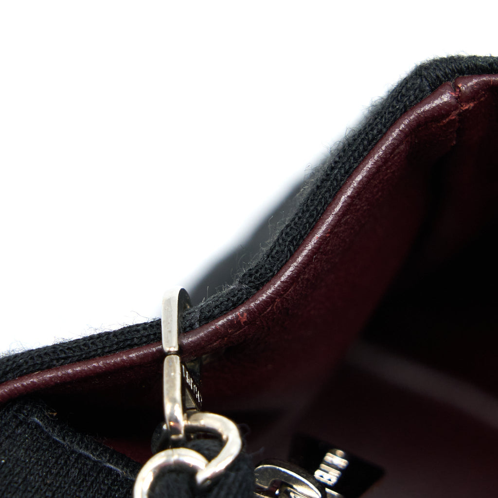 CHANEL VINTAGE MEDIUM SINGLE FLAP BAG FABRIC BLACK SHW
