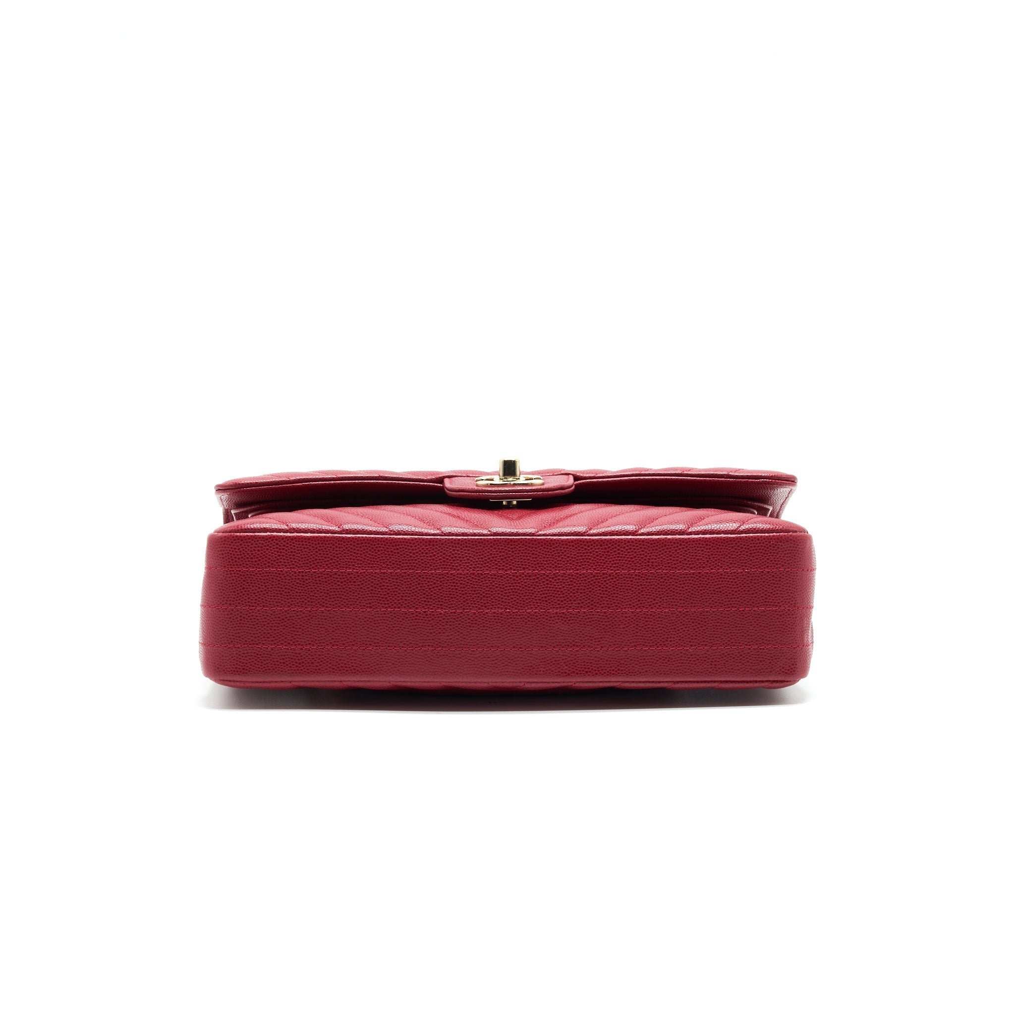CHANEL MEDIUM CLASSIC DOUBLE FLAP CAVIAR RASPBERRY RED WITH LGHW