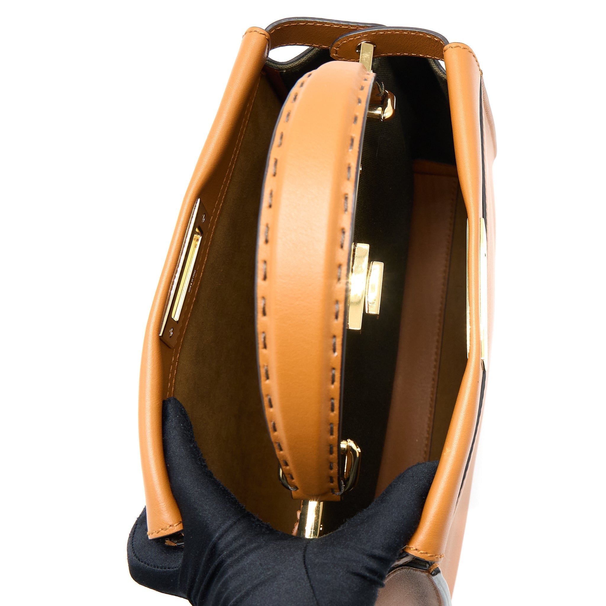 FENDI MEDIUM PEEKABOO BAG CALFSKIN CARAMEL GHW