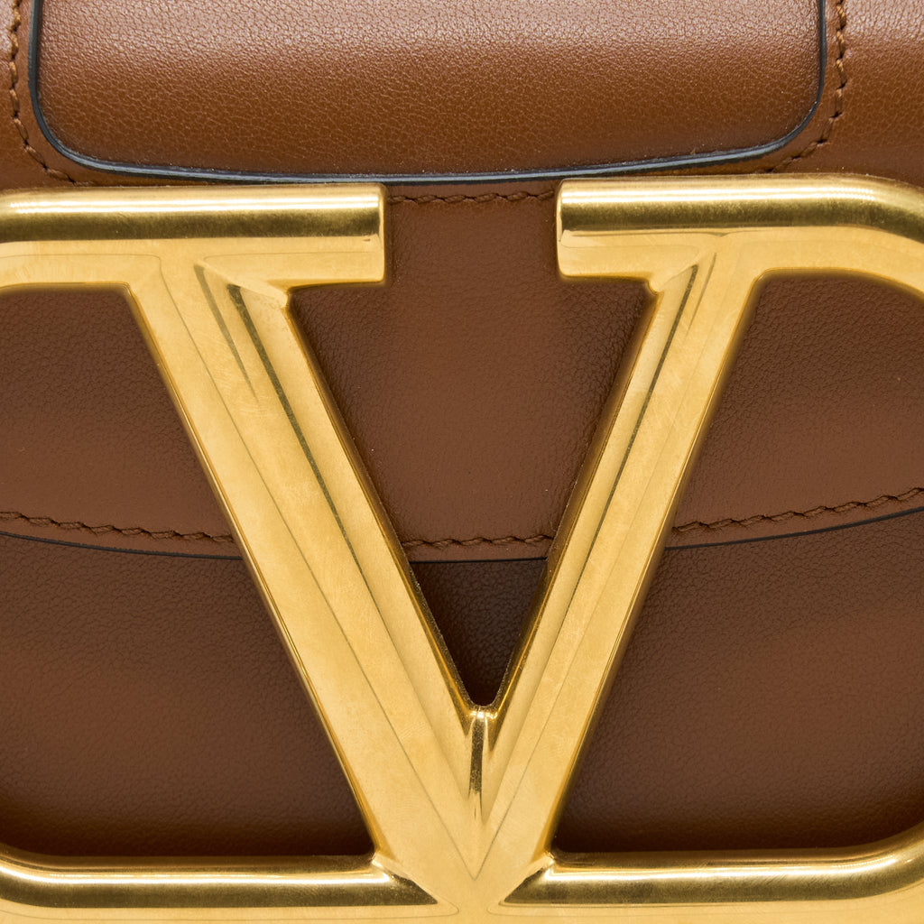 VALENTINO SMALL SUPERVEE CROSSBODY BAG CALFSKIN BROWN GHW