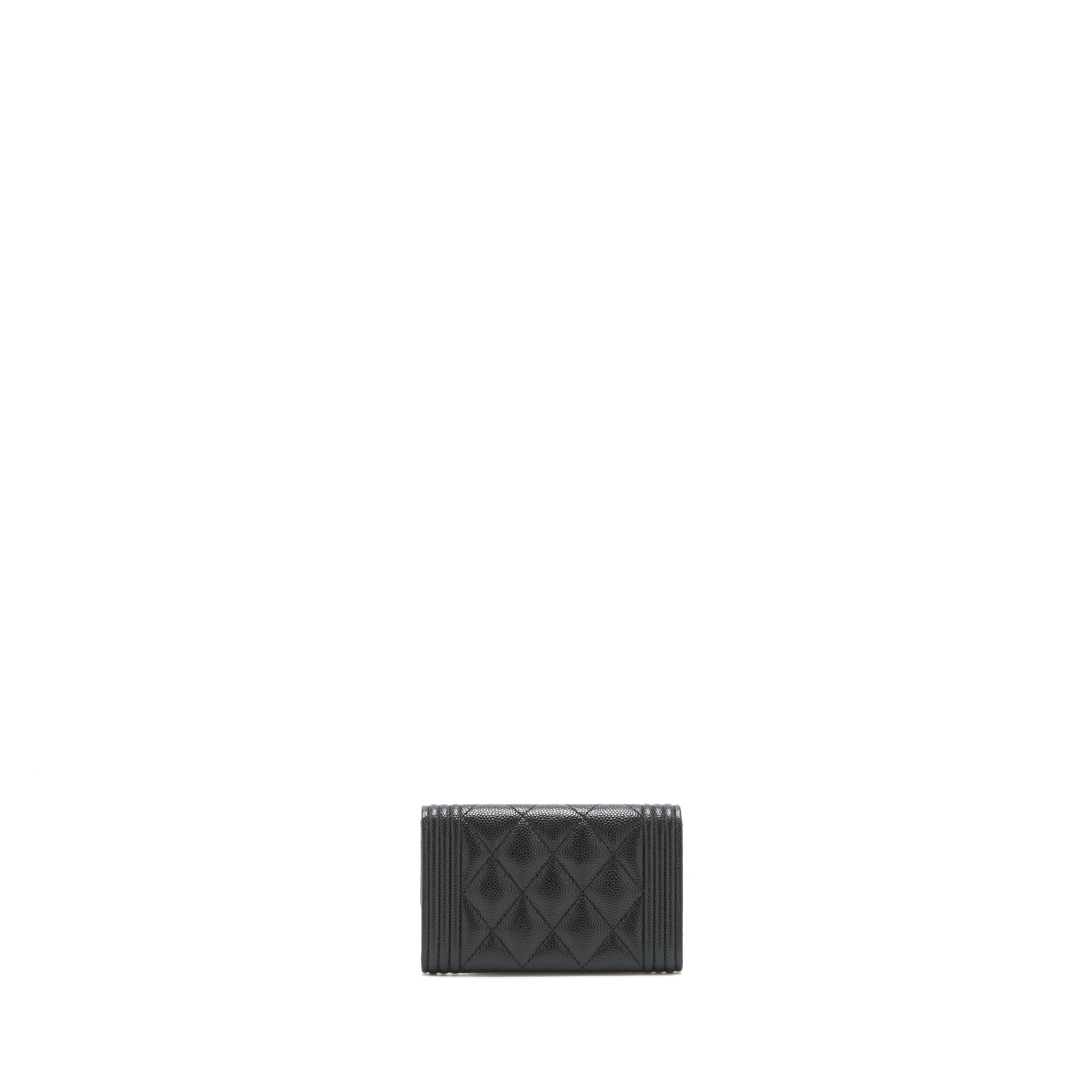 CHANEL BOY CARDHOLDER CAVIAR BLACK RUTHENIUM SHW