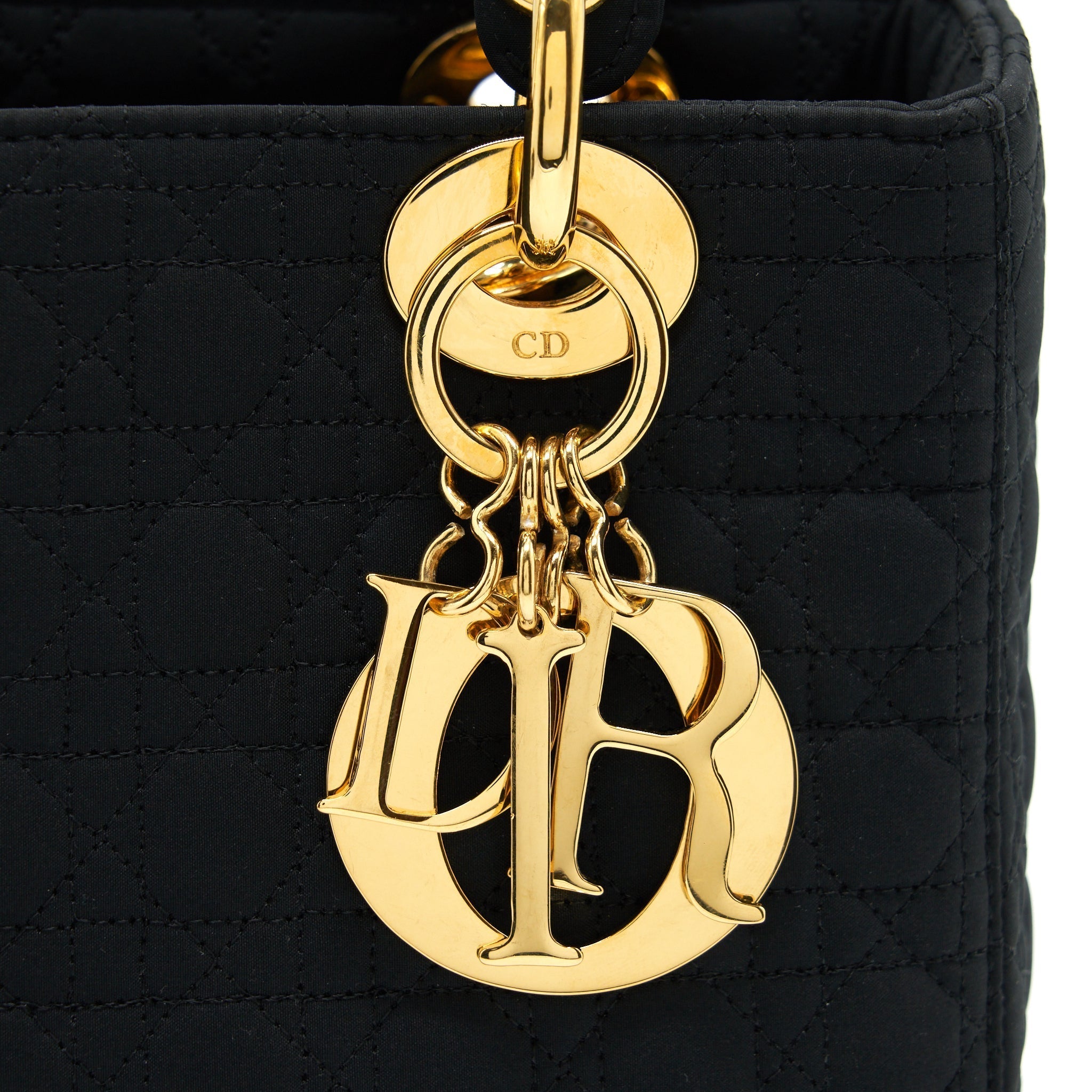 DIOR VINTAGE MEDIUM LADY DIOR FABRIC BLACK GHW