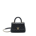 CHANEL MINI COCO HANDLE 20CM CAVIAR BLACK LGHW (MICROCHIP)