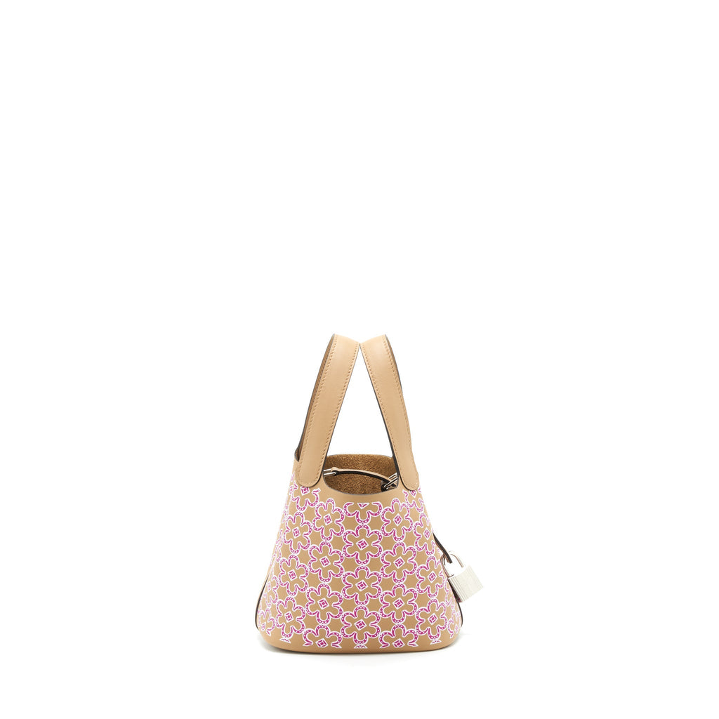 HERMES MICRO LUCKY DAISY PICOTIN 14 SWIFT CHAI/ROSE/BLANC SHW
