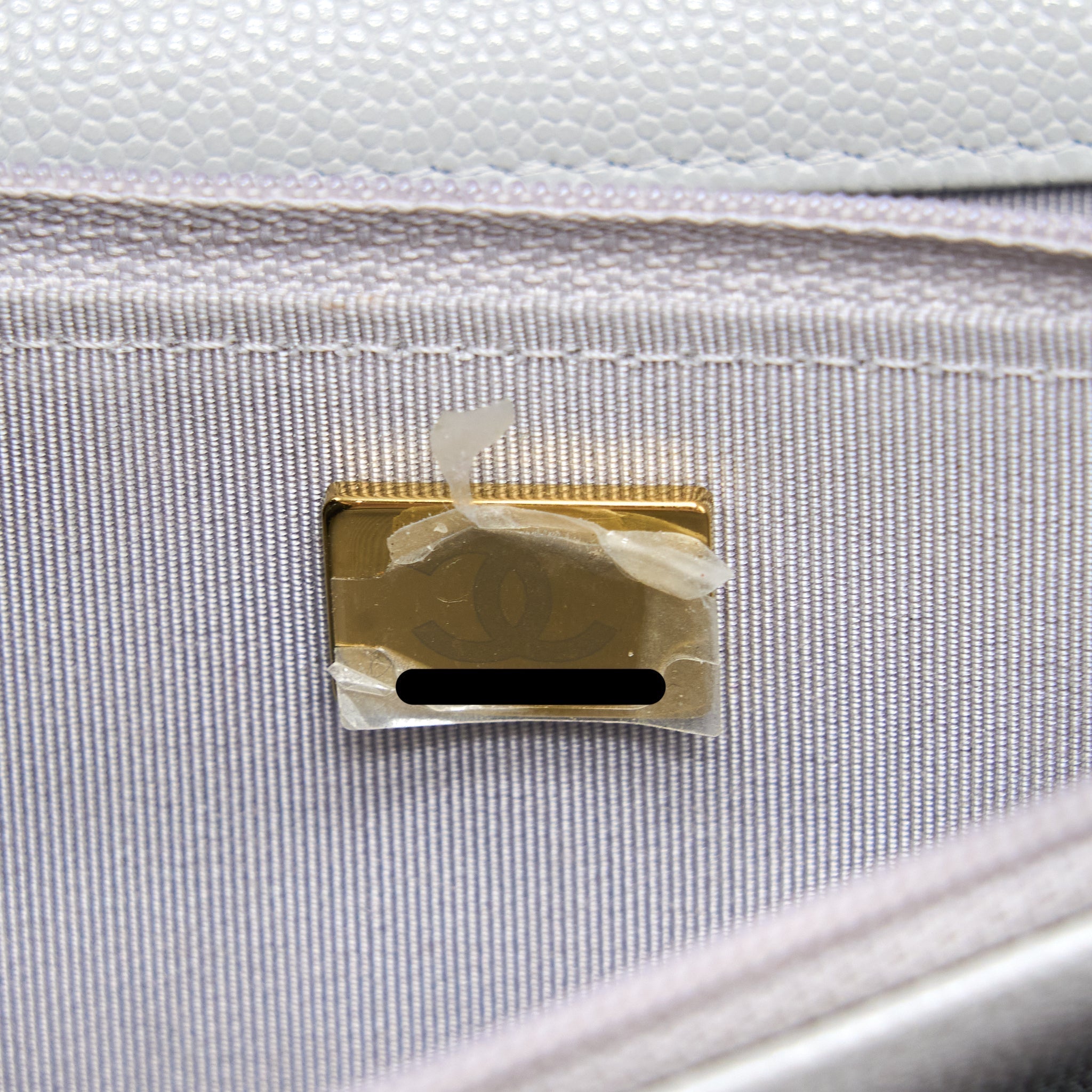 CHANEL CLASSIC WALLET ON CHAIN CAVIAR LIGHT GREY LGHW (MICROCHIP)