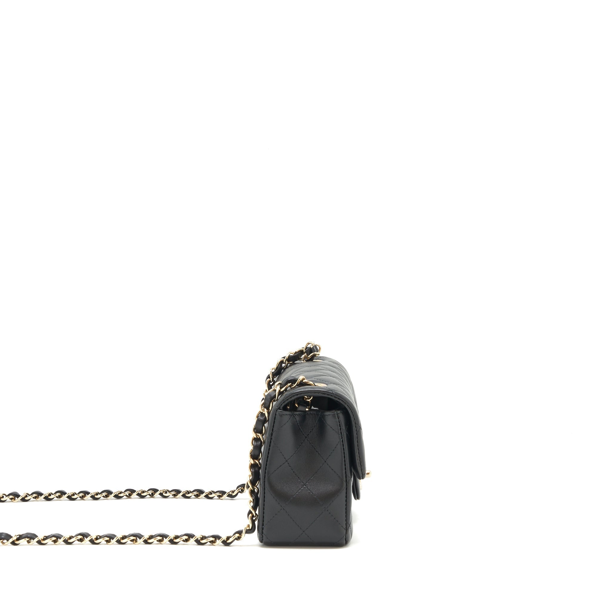 CHANEL MINI RECTANGULAR FLAP BAG LAMBSKIN BLACK LGHW (MICROCHIP)