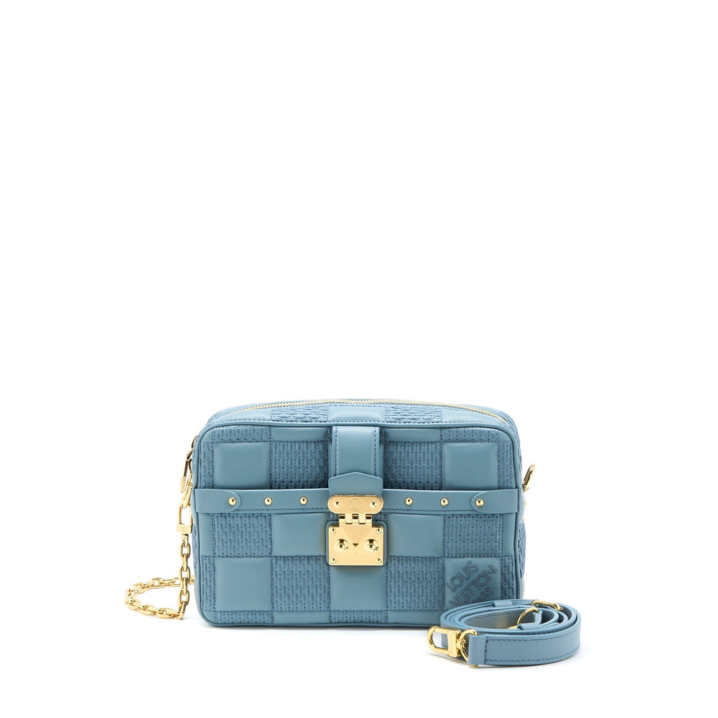 LOUIS VUITTON TROCA PM DAMIER QUILT LAMBSKIN LIGHT BLUE GHW (NEW VERSION)